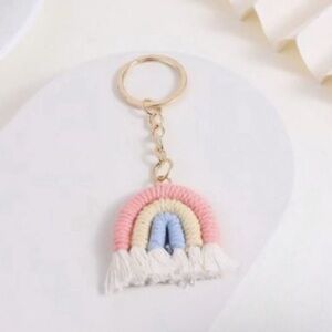 NEW Braided Rainbow Keychain/Bag Charm -Pastel Pink
